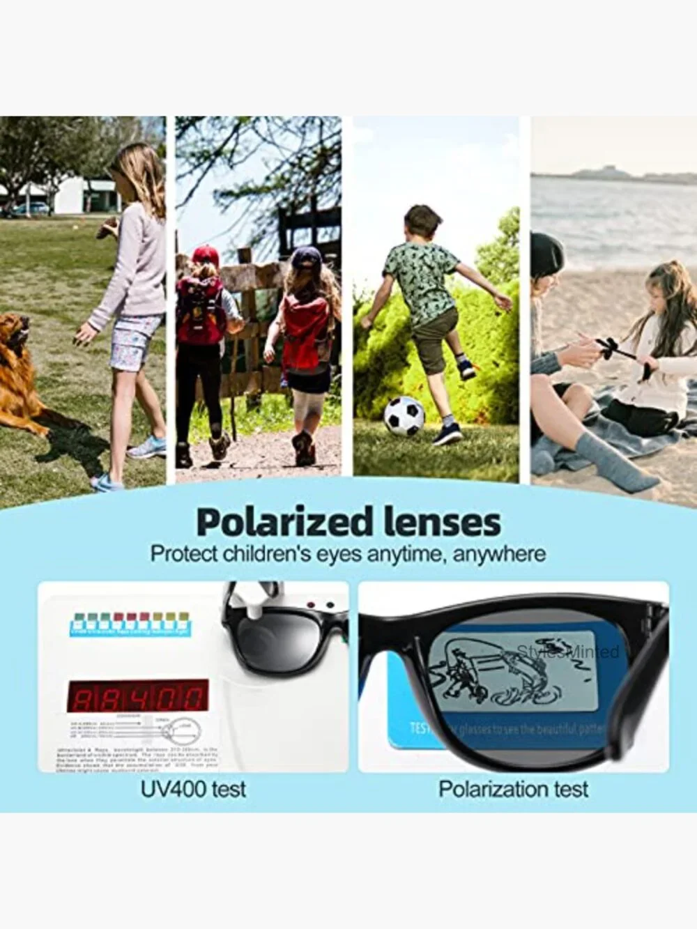 3 Pack Polarized Sunglasses for Kids Flexible Rubber Frame UV Protection Ages